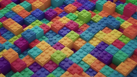 4k Colorful bricks geometric background, modern animation, 3d looping animation Video stock 210494611
