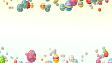 4K Colorful Easter Eggs Border Animation Center Copy Space Stock Footage 330358174