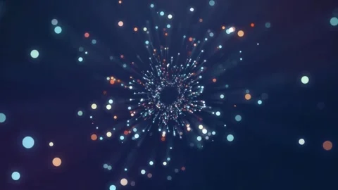 4k colorful lights bubbles with light rays tunnel motion Stock Footage 257465061