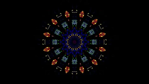 4K colorful looping kaleidoscopic sequence - stained glass Stock Footage 262239203