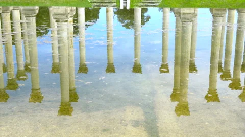 4k column reflection in pool Stock Footage 68196109