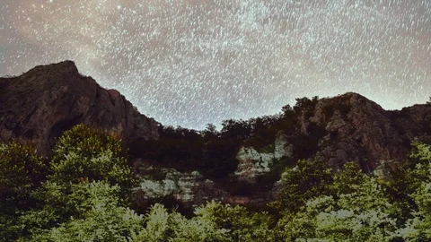 4K Comet Milky Way Timelapse Mountains Nature Stock Footage 113382892