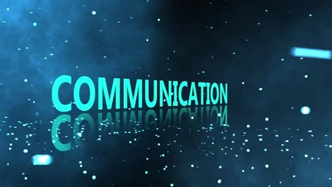 4k communication Text Reveal Animation with Colorful Glow Stroke Effect Blu.. Stock Footage 332582367
