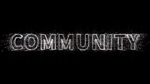 4k COMMUNITY word,Matrix binary computer code text design particle animation. Stock Footage 118648336