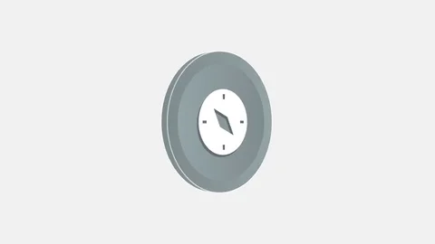 4k - Compass spinning icon on white background Video stock 72472774