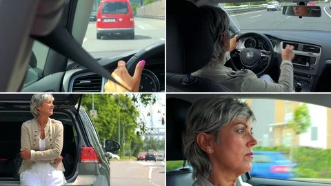 4K compilation (montage) - a middle-aged woman drives a car Stock-Footage 87418472
