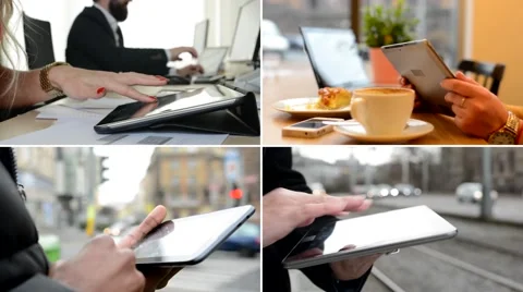 4K compilation (montage) - people work on tablet (closeup hands)... Stock-Footage 49817456