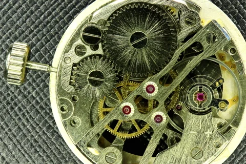 4K. Complex movement of a modern wind-up watch, Ultra HD, 4096x2730 Stock Footage 44146511