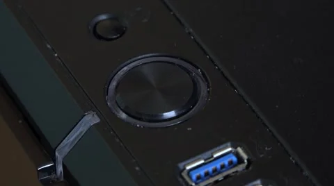 4k Computer button being pressed and glowing blue Video stock 47807867
