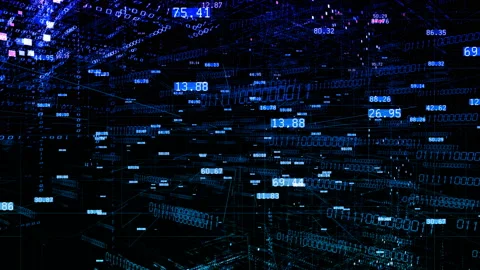 4k computer cloud,The Matrix style binary code,financial digital data wall. 库存影片 97387910