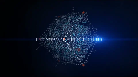 4K computer cloud,cube in the Computing Core with Information Streams. Vídeo Stock 104593926