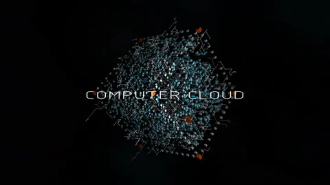 4K computer cloud,cube in the Computing Core with Information Streams. Stock Footage 104595152