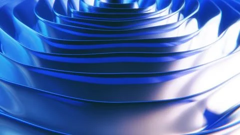 4K computer graphics metal chrometype bright blue gradient 3D waves Stock Illustration