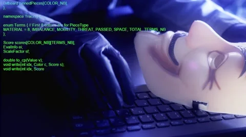 4K Computer Hacker Anonymous Mask Green Code Typing Video stock 51141023