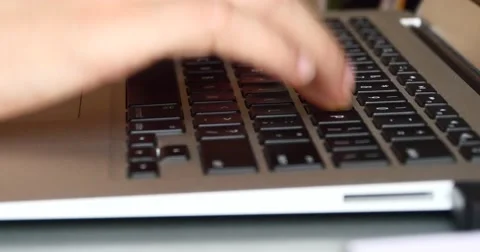 4k computer notebook laptop keyboard input closeup,write article,writing report Stock Footage 40442646