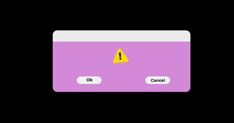 4K computer program system error warning message or notification on a black Stock Footage 260582836