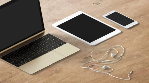 4K - Computer tablet and smartphone on office desk Stock Footage 62181666