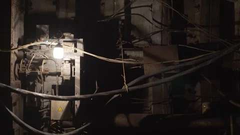 4K Concept view of tunnel electrical wires and pressure seal underground subway Stock Footage 119772813