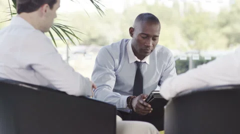4k Confident male business group in a meeting give each other a high five Stock Footage
