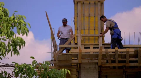 4K, construction site and workers Stock Footage 53225423