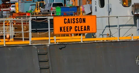 4K Construction Site Caisson Keep Clear Safety Sign Stock-Footage 50143603