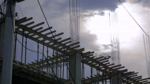 4K, Construction site, clouds and sunrise Stock Footage 53227866