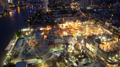 4K : Construction site of Icon Siam , Time lapse Vidéo 65240179