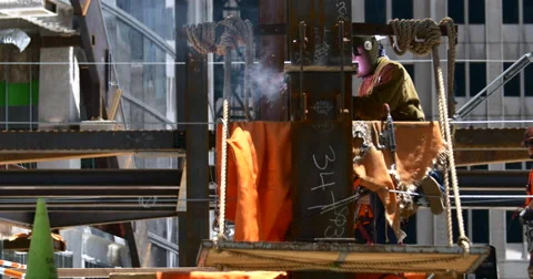 4k Construction Site Welder Welding Stock Footage 51058638