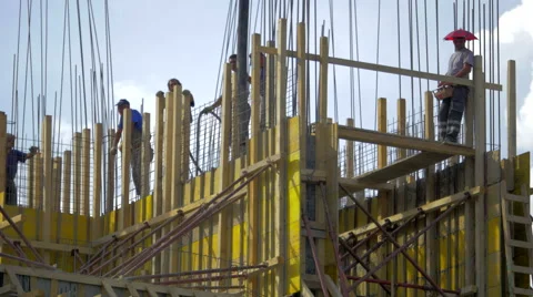 4K, Construction site, workers, concrete, cement Stock Footage 53224366