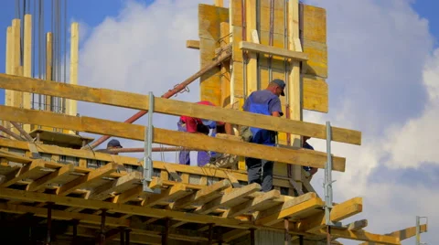 4K, Construction site with workers Stock Footage 53226051