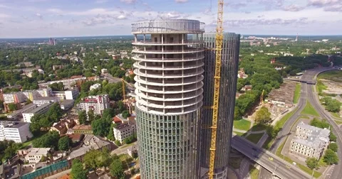4K - Construction of a Skyscraper. Aerial view Stock-Footage 53241771