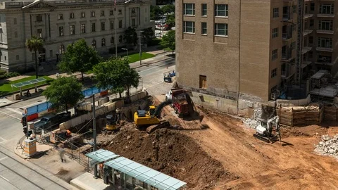 4k Construction Time Lapse of Bulldozer and Dump Truck Stock Footage 78643218