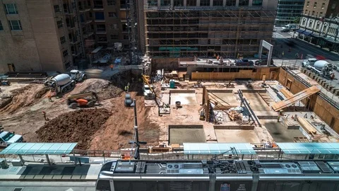 4k Construction Time Lapse of Cement Truck and Crane Stock Footage 78643863