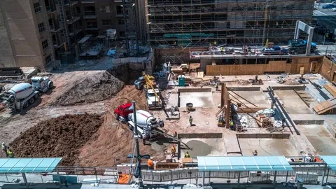 4k Construction Time Lapse of Cement Truck Stock Footage 78644069