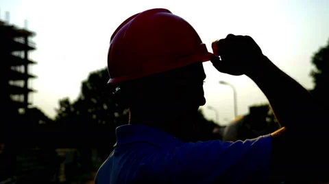 4K, Construction worker wiping the sweat of his forehead Stock Footage 53228239