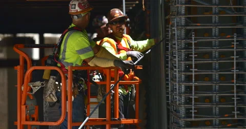 	4k Construction workers installing Rebar Stock Footage 51058204