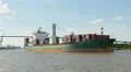 4K Container Ship On Savannah River 4k or 4k+ Resolution