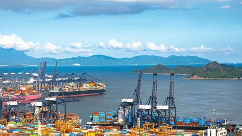 4K Container Terminal Time Lapse Stock-Footage 347205223
