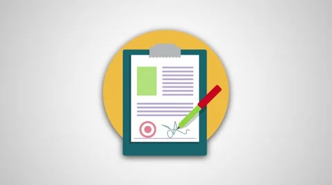 4K - Contract icon symbol round logo Stock Footage 61375211