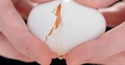 4K - Cook breaks an egg. Close-up Video stock 107497046