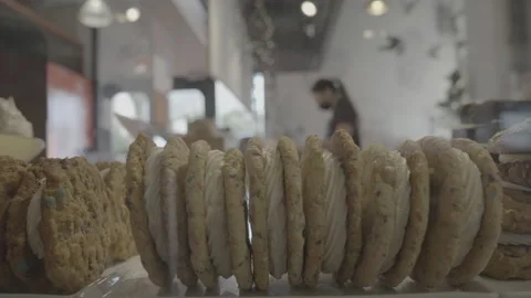4K Cookie Dessert Bakery Panning Shot - (10 bit 4:2:2 SLog) 23.976fps Stock Footage 234227149