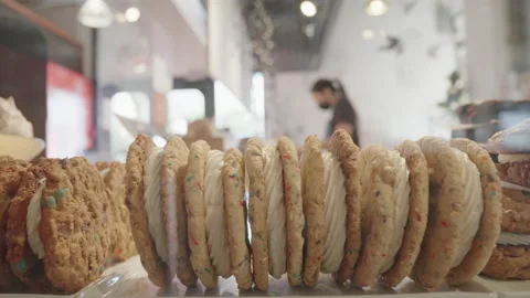 4K Cookie Dessert Bakery Panning Shot Color Grade - (Apple Prores 422) 23.976fps Stock Footage 234232500