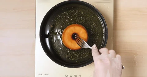 4K - Cooking deep-fried donut. Top view Stock Footage 136416558