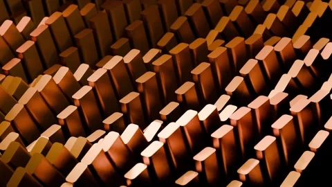 4K Copper Rectangular Prisms Rippling Wave Pattern Abstract Geometric Motio.. 動画素材 335255552