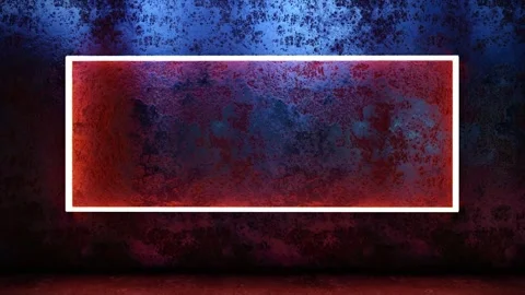 4K Copy Space Blinking Red Neon Light Frame over Grunge Rusty Wall 3D Animation Stock Footage 334829875