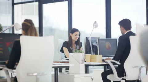 4K Corporate business group working together in modern city office Stock Footage
