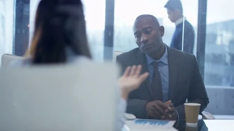 4K Corporate business management team in boardroom meeting in city office Stock Footage