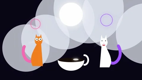 4K Cosmic Cats Seamless Loop - Generative Space Art with Pulsing Moon Stock Footage 335099342