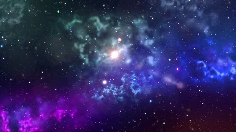 4K Cosmic Energy Wave Space Galaxy Background with Blue Purple Nebula Gas Clouds Stock Footage 329674673