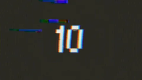 4k Countdown From 10 To 0 With Glitch Effect Stock Footage 95713294